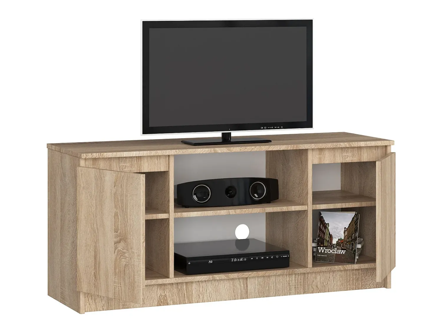 Clearance Akord Móvel Suporte TV 120 cm Madeira Sonoma com 2 Portas e 2 Prateleiras Taupe