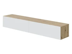 Online Calicosy Móvel suspenso com 2 portas e 2 nichos de armazenamento L180 cm - Kaway, design contemporâneo em carvalho nodi e ártico Branco