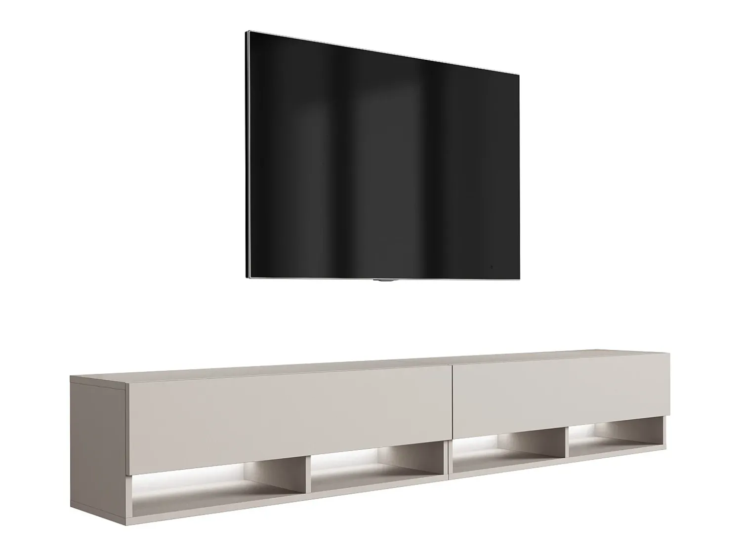 Móvel TV : (2 x 100) Caxemira, LED branco, 200 × 32 × 34 cm^ Móvel De Tv