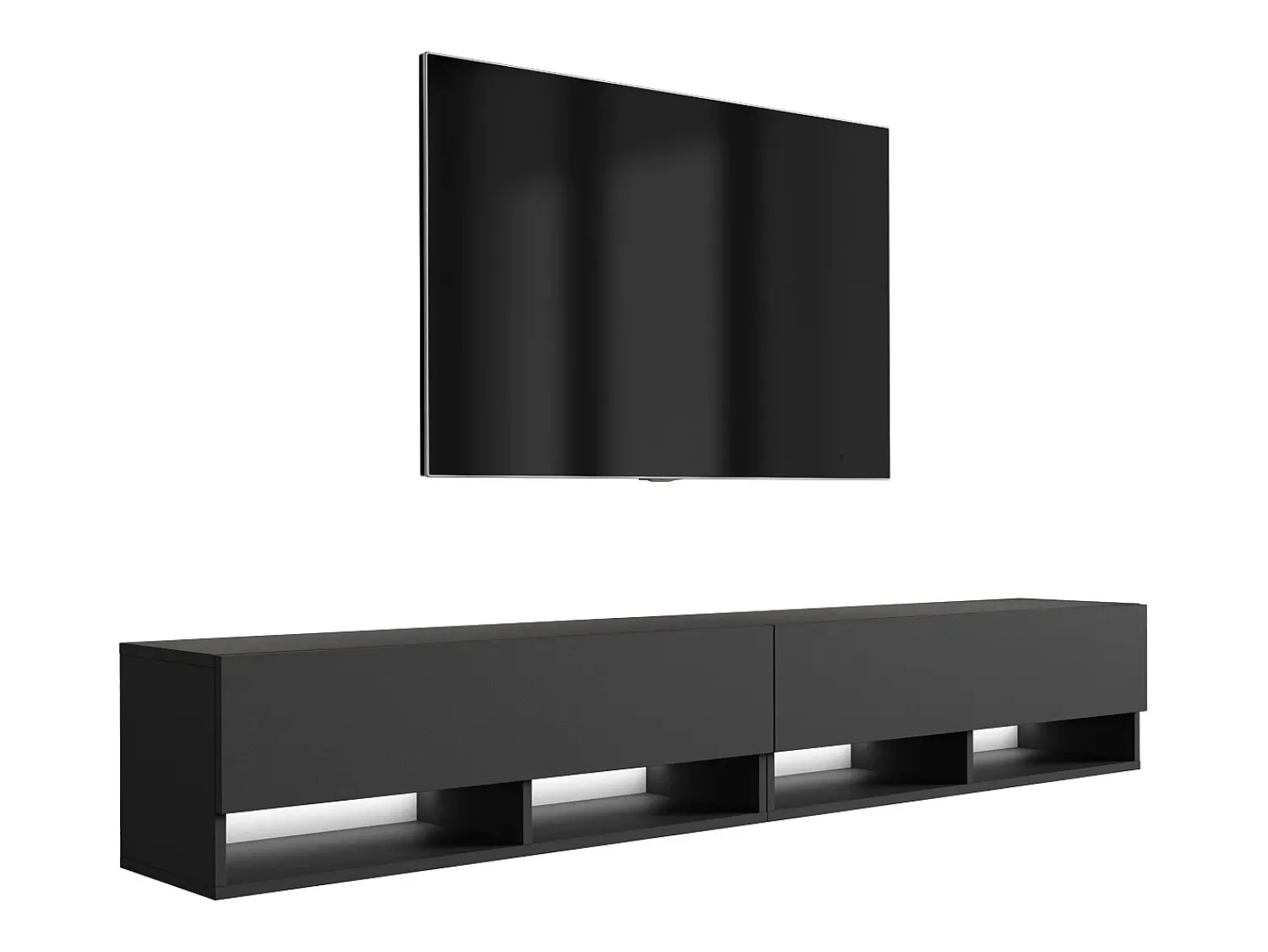 Móvel De Tv* Móvel TV : (2 x 100) Fosco, LED branco, 200 × 32 × 34 cm Preto