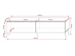 Clearance Móvel TV : Antracite, patas pretas, 170 x 52 x 32 cm Cinzento