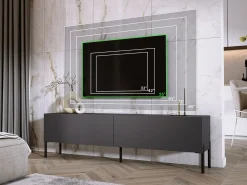 Clearance Móvel TV : Antracite, patas pretas, 170 x 52 x 32 cm Cinzento