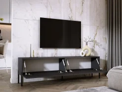 Clearance Móvel TV : Antracite, patas pretas, 170 x 52 x 32 cm Cinzento