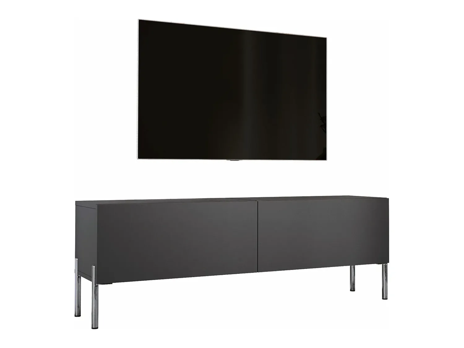 Móvel De Tv| Móvel TV : Antracite, patas cromadas, 140 x 52 x 32 cm Cinzento