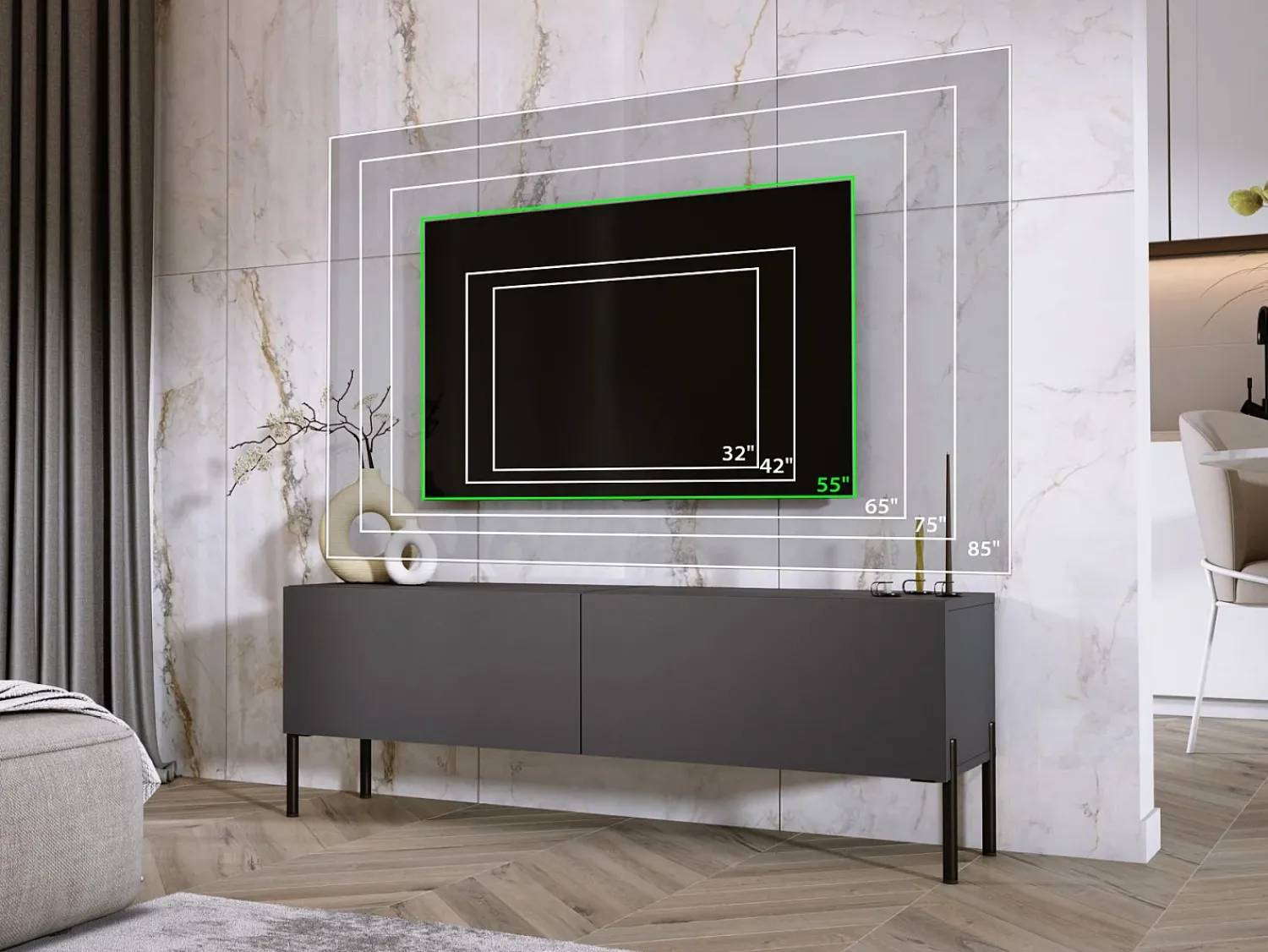 Móvel TV : Antracite, patas pretas, 140 x 52 x 32 cm^ Móvel De Tv