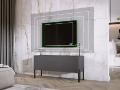 Móvel De Tv| Móvel TV : Antracite, patas pretas, 100 x 52 x 32 cm Cinzento