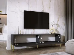 Móvel TV : Antracite, patas douradas, 170 x 52 x 32 cm^ Móvel De Tv