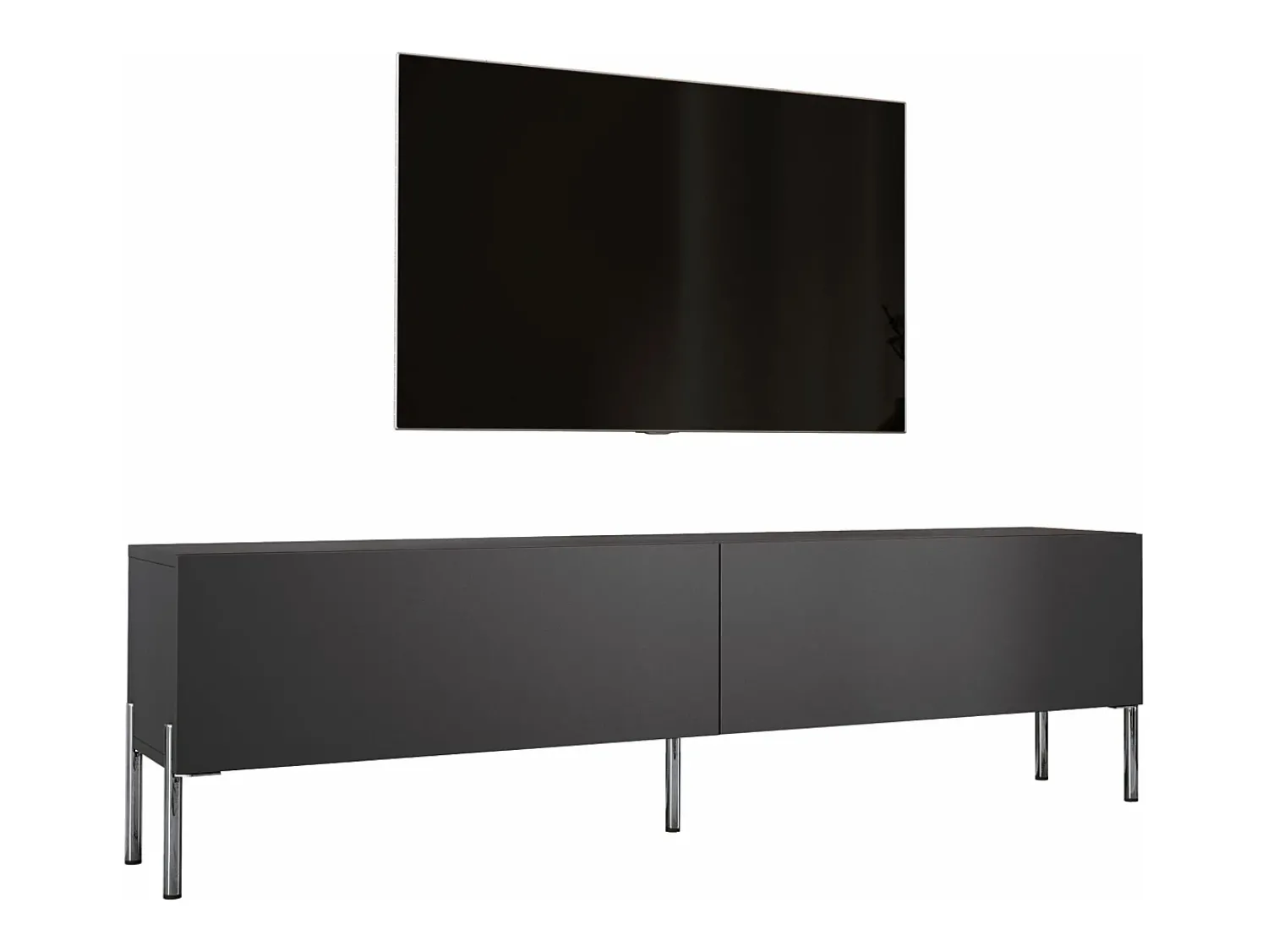 Móvel De Tv* Móvel TV : Antracite, patas retas cromadas, 170 x 52 x 32 cm Cinzento