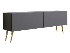 Móvel De Tv* Móvel TV : Antracite, patas douradas, 140 x 52 x 32 cm Cinzento