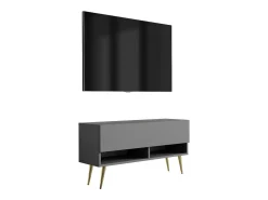 Móvel TV : Antracite, pernas douradas abertas, 100 × 32 × 52 cm^ Móvel De Tv