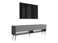 Móvel TV : Antracite, pernas douradas, LED branco, 170 × 32 × 52 cm^ Móvel De Tv