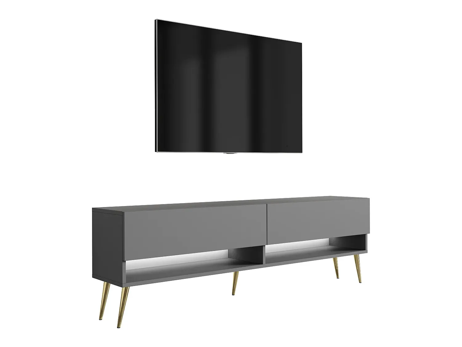 Móvel TV : Antracite, pernas douradas, LED branco, 170 × 32 × 52 cm^ Móvel De Tv