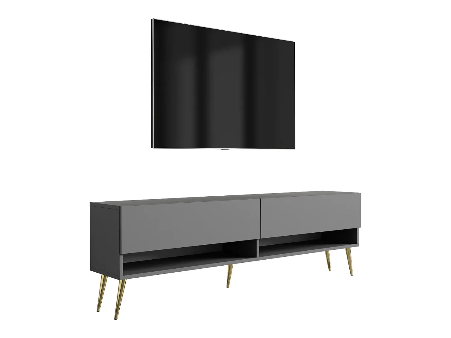 Hot Móvel TV : Antracite, pernas douradas abertas, 170 × 32 × 52 cm Cinzento