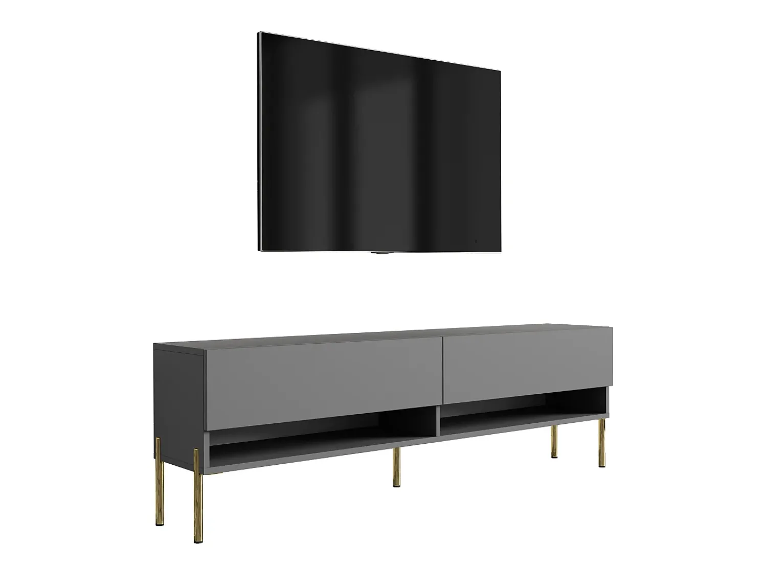 Móvel De Tv| Móvel TV : Antracite, pernas pretas retas, 170 × 32 × 52 cm Cinzento