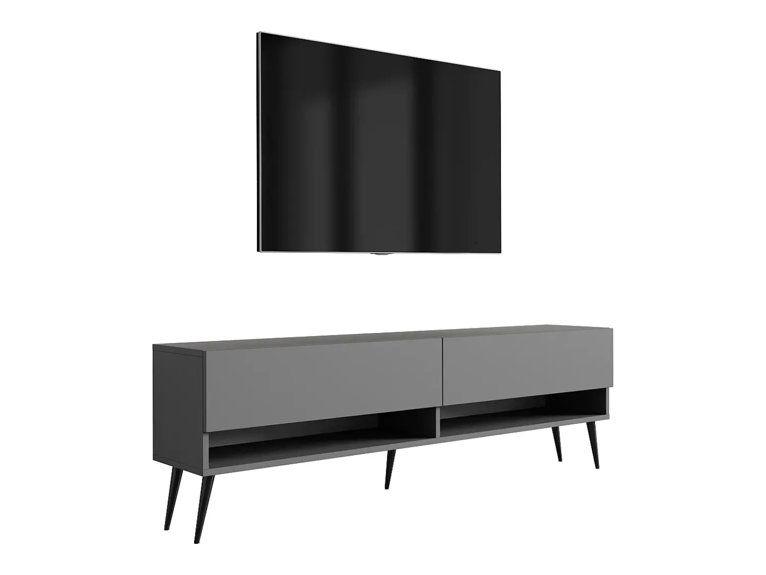 Móvel De Tv* Móvel TV : Antracite, pernas pretas abertas, 170 × 32 × 52 cm Cinzento