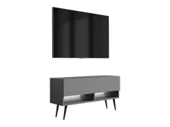Móvel TV : Antracite, pernas pretas abertas, LED branco, 100 × 32 × 52 cm^ Móvel De Tv