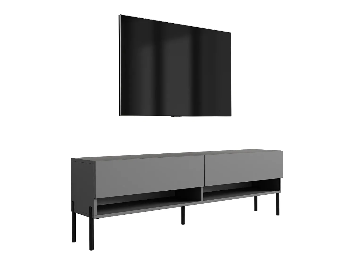 Móvel De Tv* Móvel TV : Antracite, pernas retas douradas, 170 × 32 × 52 cm Cinzento