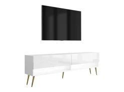 Móvel De Tv* Móvel TV : Fosco / Brilhante, pernas douradas, LED , 170 × 32 × 52 cm Branco