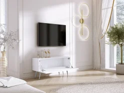 Online Móvel TV : Fosco / Brilhante, patas cromadas, 100 x 52 x 32 cm Branco