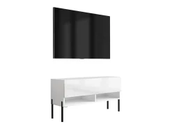 Móvel TV : Fosco / Brilhante, pernas pretas retas, 100 × 32 × 52 cm^ Móvel De Tv