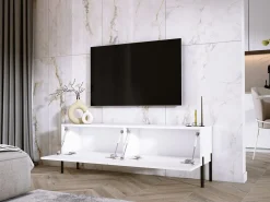 Online Móvel TV : Fosco / Brilhante, patas pretas, 140 x 52 x 32 cm Branco
