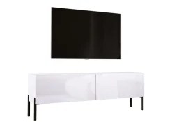 Online Móvel TV : Fosco / Brilhante, patas pretas, 140 x 52 x 32 cm Branco