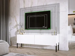 Online Móvel TV : Fosco / Brilhante, patas pretas, 140 x 52 x 32 cm Branco