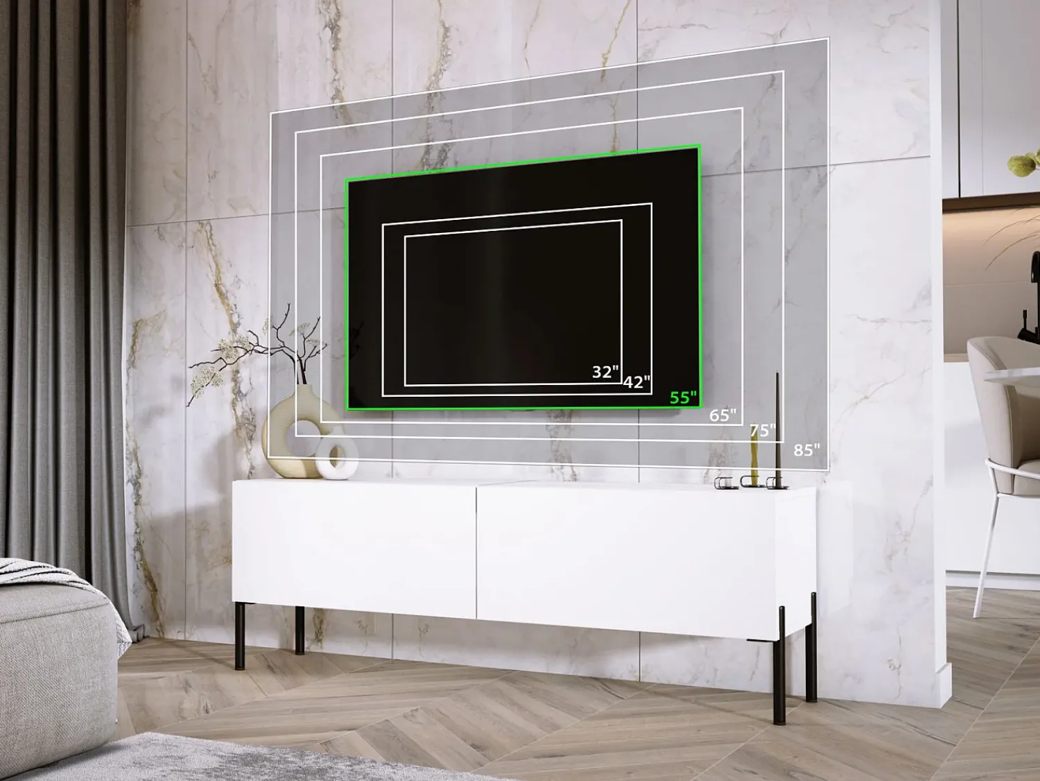 Online Móvel TV : Fosco / Brilhante, patas pretas, 140 x 52 x 32 cm Branco
