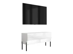 Móvel De Tv| Móvel TV : Fosco / Brilhante, pernas pretas retas, LED , 100 × 32 × 52 cm Branco