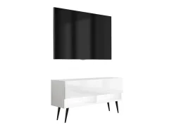 Móvel De Tv* Móvel TV : Fosco / Brilhante, pernas pretas abertas, LED , 100 × 32 × 52 cm Branco