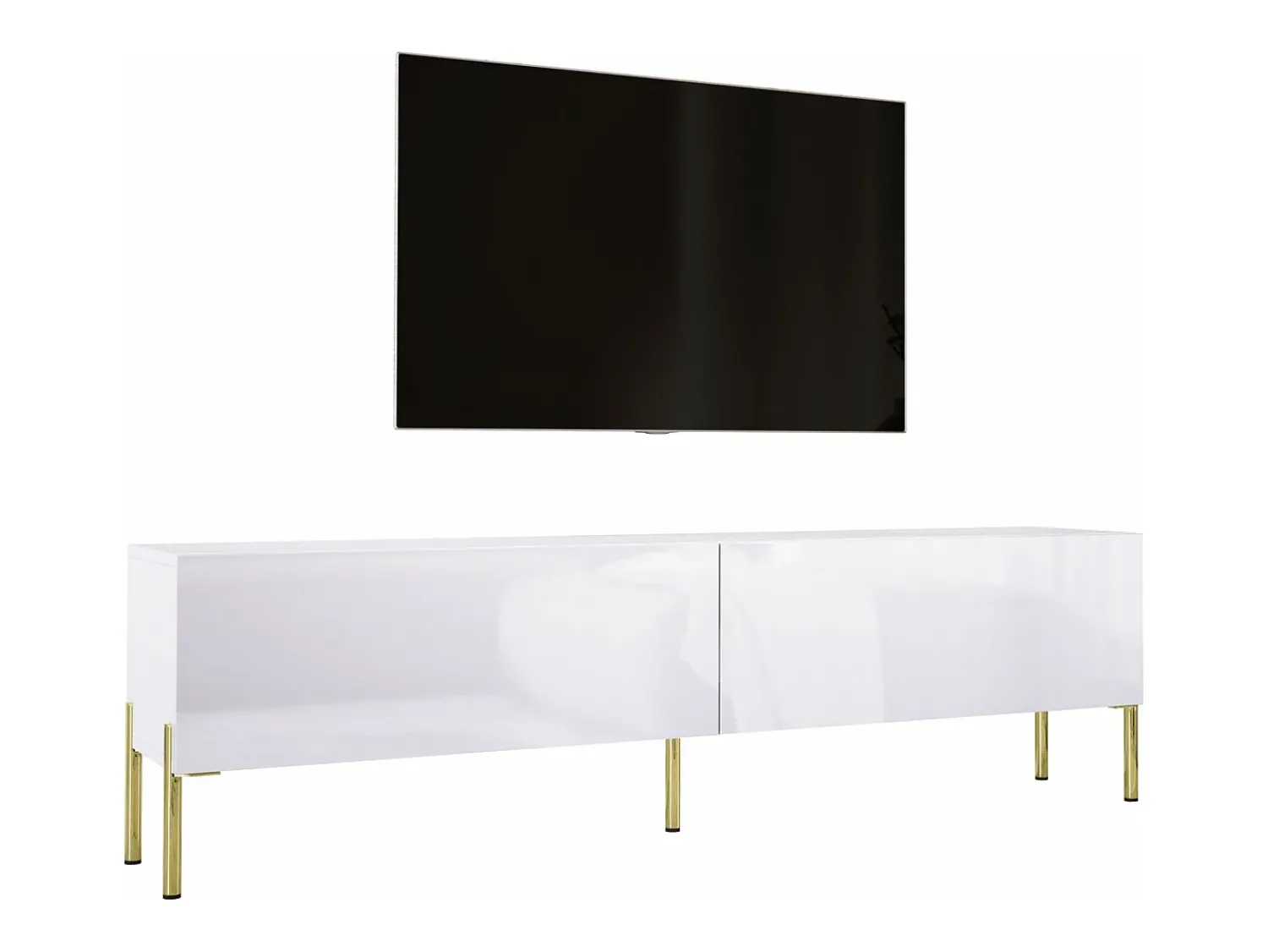 Móvel TV : Fosco / Brilhante, patas douradas, 170 x 52 x 32 cm Branco