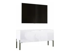 Móvel De Tv* Móvel TV : Fosco / Brilhante, patas pretas, 100 x 52 x 32 cm Branco