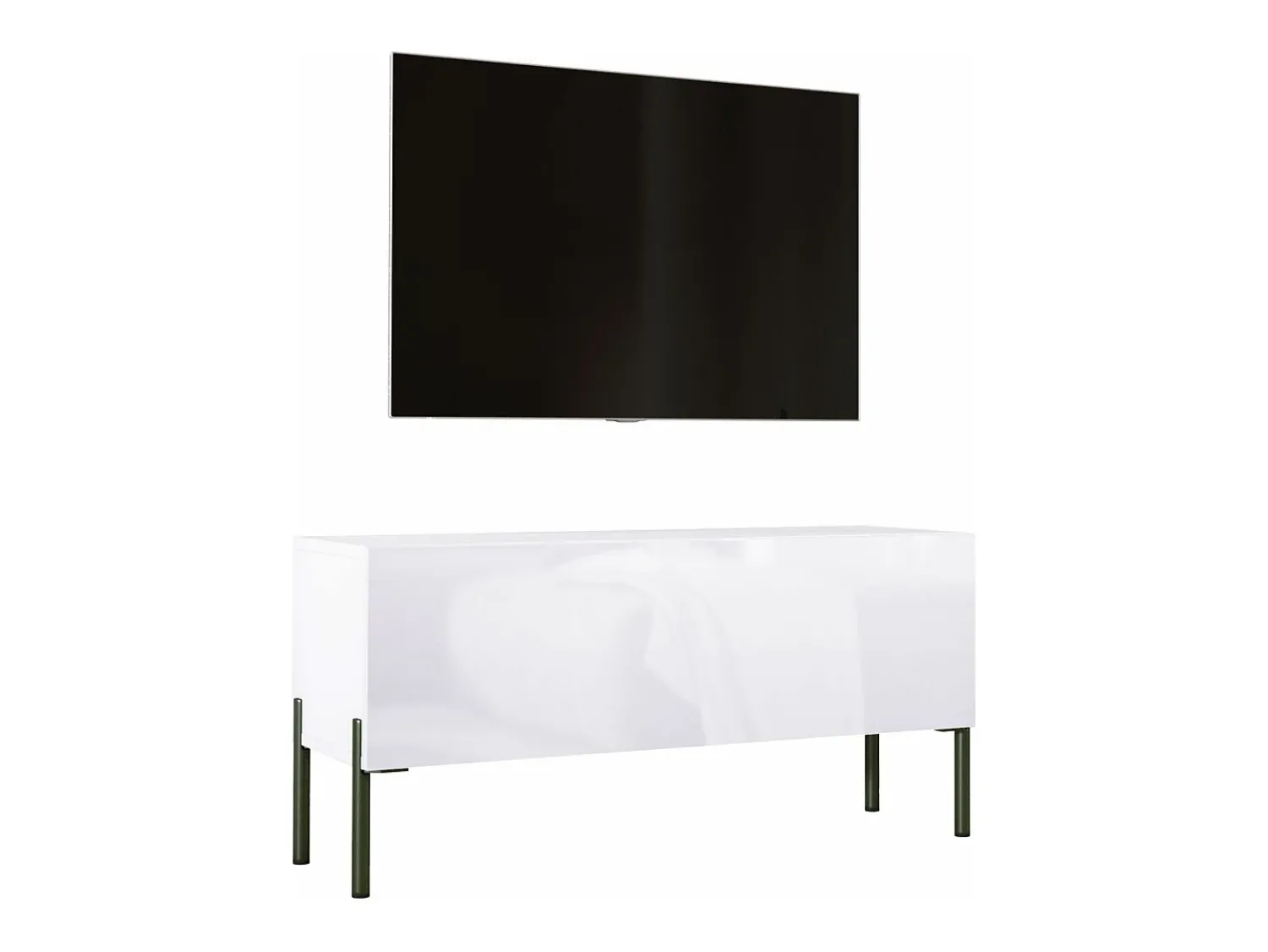 Móvel De Tv* Móvel TV : Fosco / Brilhante, patas pretas, 100 x 52 x 32 cm Branco