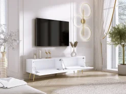 Móvel De Tv* Móvel TV : Fosco / Brilhante, patas douradas, 170 x 52 x 32 cm Branco