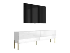 Móvel De Tv* Móvel TV : Fosco / Brilhante, pernas retas douradas, LED , 170 × 32 × 52 cm Branco