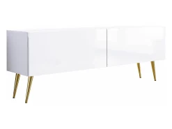 Móvel De Tv* Móvel TV : Fosco / Brilhante, patas douradas, 140 x 52 x 32 cm Branco