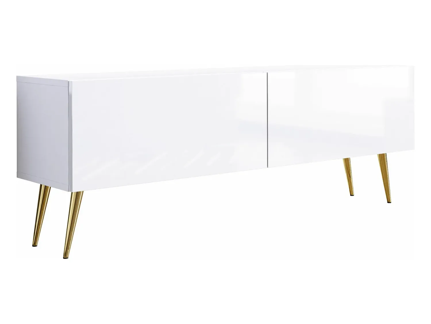 Móvel De Tv* Móvel TV : Fosco / Brilhante, patas douradas, 140 x 52 x 32 cm Branco