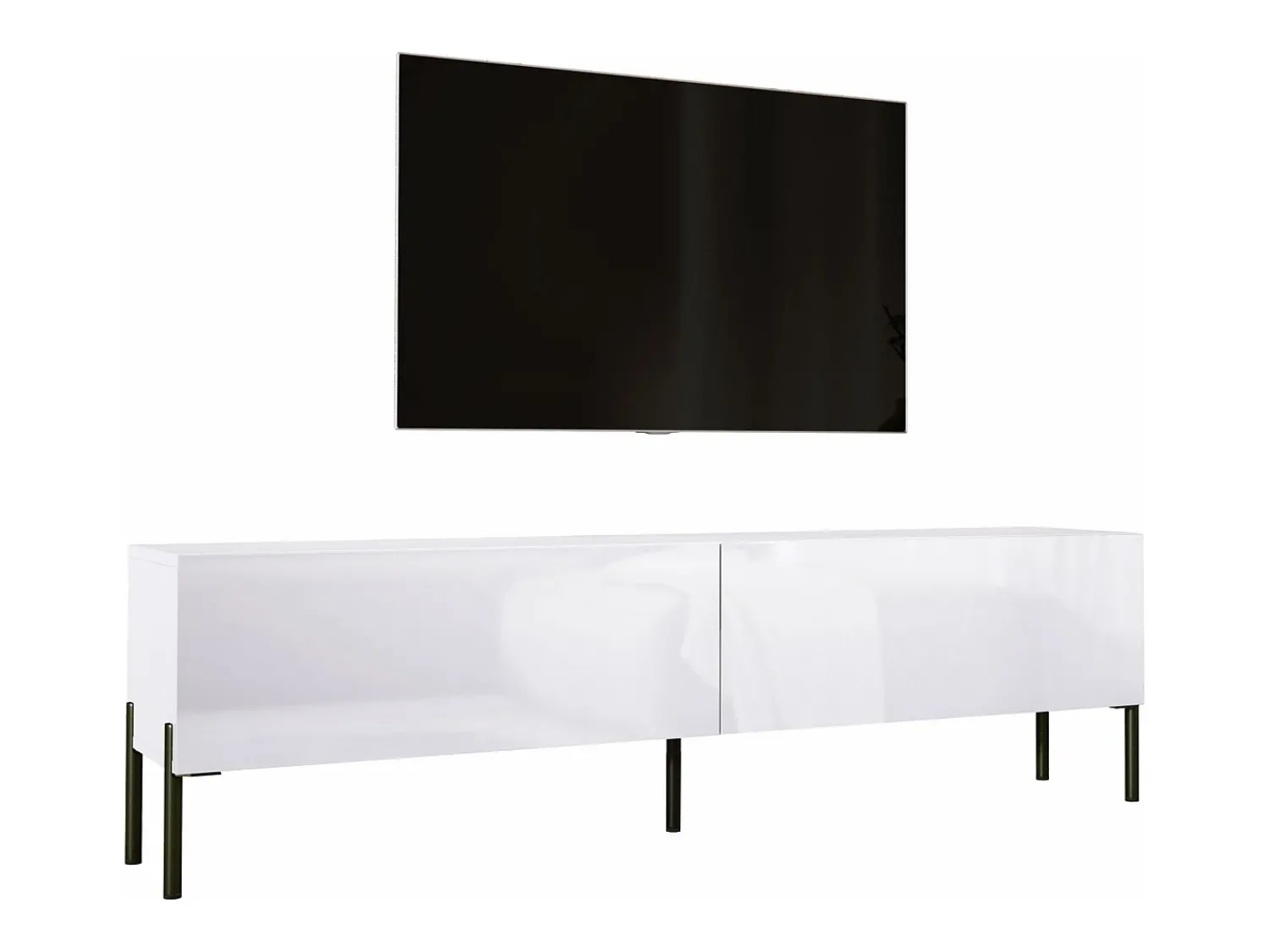 Móvel TV : Fosco / Brilhante, patas pretas, 170 x 52 x 32 cm^ Móvel De Tv