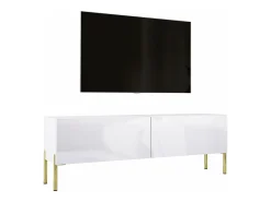 New Móvel TV : Fosco / Brilhante, patas dourados, 140 x 52 x 32 cm Branco