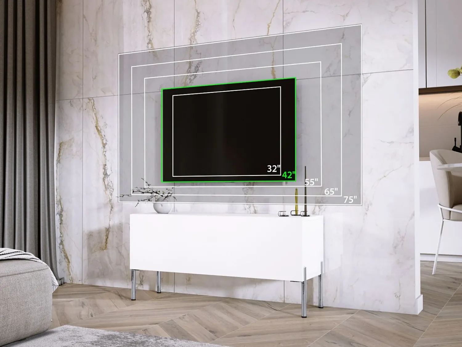 Móvel TV : Fosco / Brilhante, patas cromadas, 100 x 52 x 32 cm^ Móvel De Tv