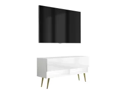 Móvel TV : Fosco / Brilhante, pernas douradas, LED , 100 × 32 × 52 cm^ Móvel De Tv
