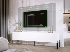 Hot Móvel TV : Fosco / Brilhante, patas cromadas, 170 x 52 x 32 cm Branco