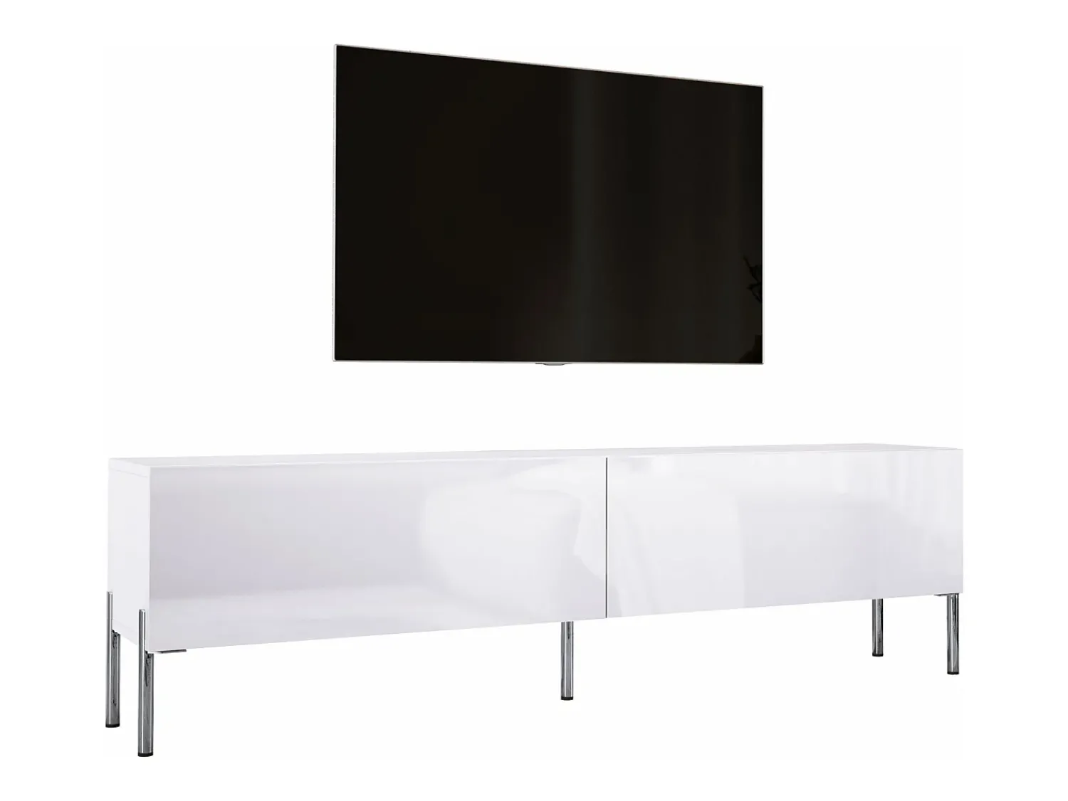 Hot Móvel TV : Fosco / Brilhante, patas cromadas, 170 x 52 x 32 cm Branco