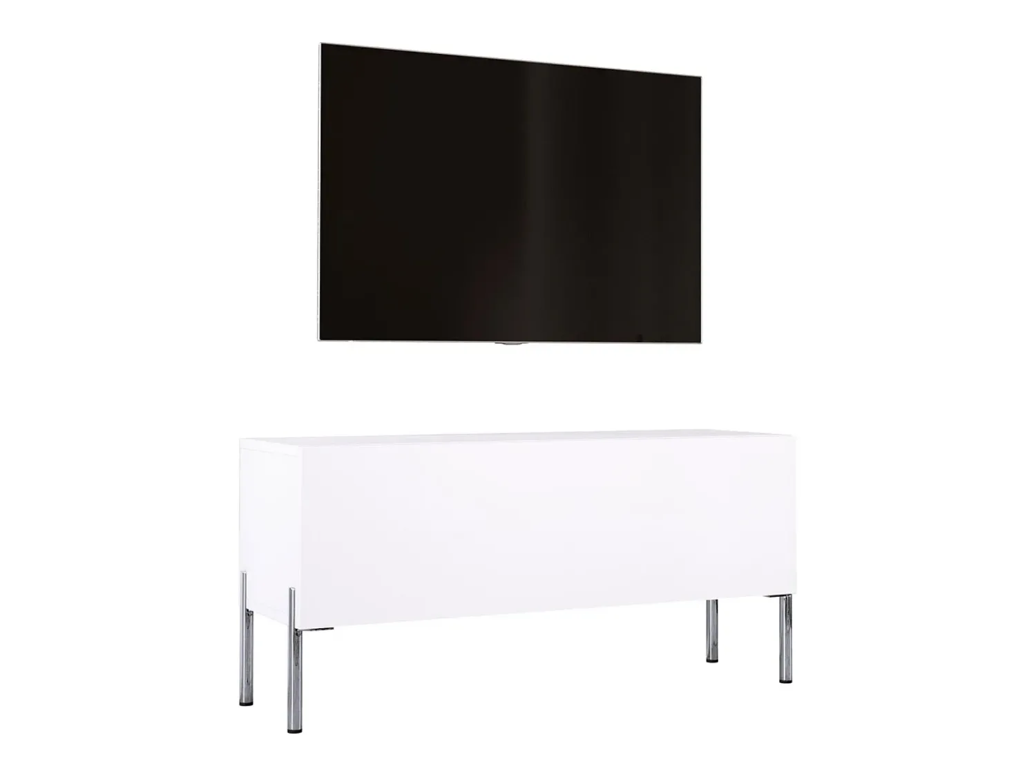 Móvel De Tv| Móvel TV : Fosco, patas cromadas, 100 x 52 x 32 cm Branco