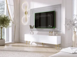 Best Móvel TV : Fosco, patas douradas, 170 x 52 x 32 cm Branco