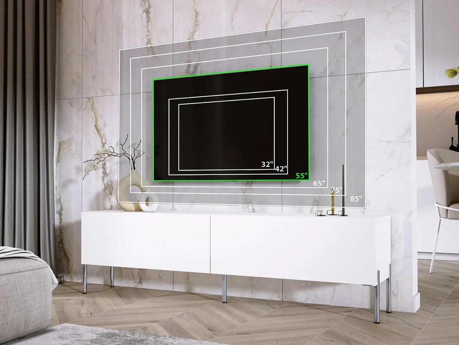 Móvel TV : Fosco, patas cromadas, 170 x 52 x 32 cm^ Móvel De Tv