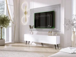 Móvel De Tv* Móvel TV : Fosco, patas pretas, 170 x 52 x 32 cm Branco