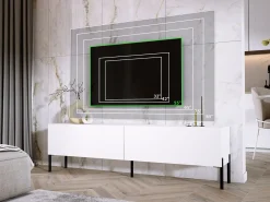 Móvel De Tv| Móvel TV : Fosco, patas pretas, 170 x 52 x 32 cm Branco