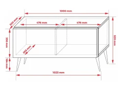 Outlet Móvel TV : Fosco, patas cromadas, 100 x 52 x 32 cm Branco