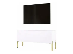 Outlet Móvel TV : Fosco, patas douradas, 100 x 52 x 32 cm Branco
